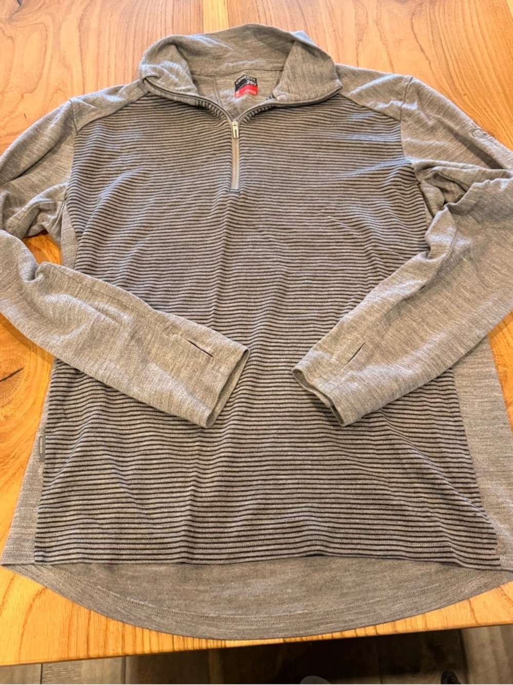 Icebreaker Gray Merino 260 Bodyfit Top with Red Label